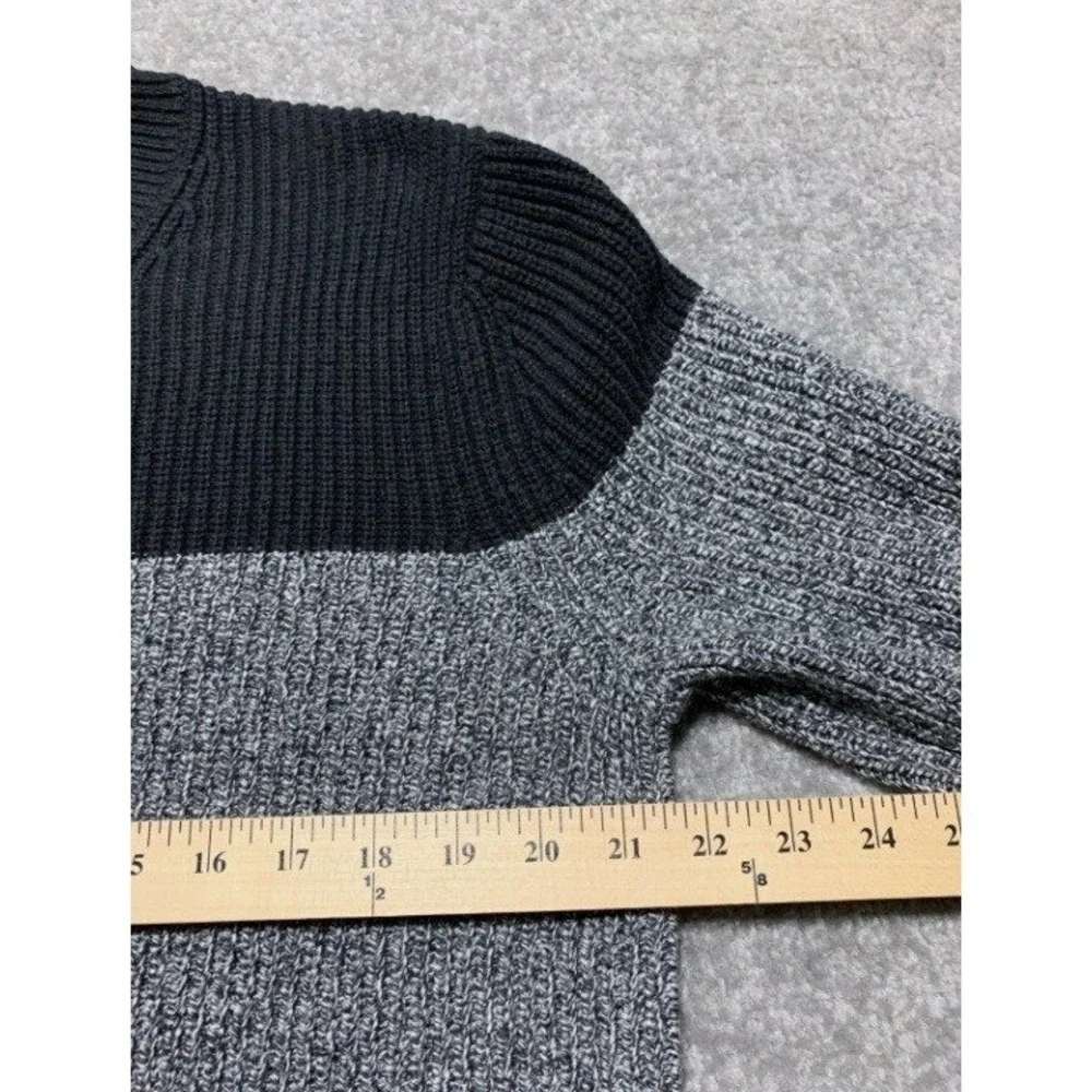 Banana Republic Sweater Mens Large Black Grey Colorblock Wool Blend Excellent